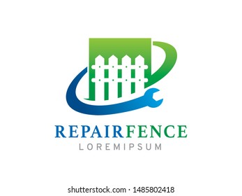 Repair fence logo symbol or icon template