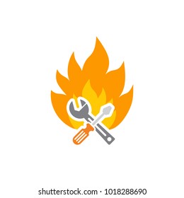 Repair Fire Logo Icon Design