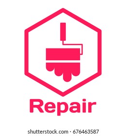 Repair flat icon. Paint roller in simple minimalistic style. Painting tool. Vector