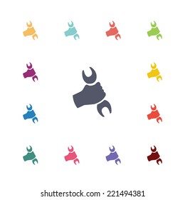 repair flat icons set. Open round colorful buttons. Vector 