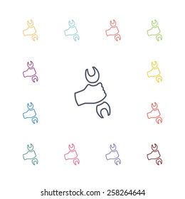repair flat icons set. Open colorful buttons 