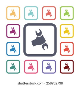 repair flat icons set. Open round colorful buttons. Vector 