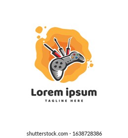 Repair Game Tools with Joystick Logo Vector Icon Illustration