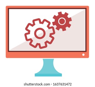 repair gear icon on computer screen concept symbol vector