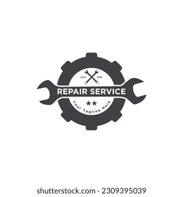 Repair gear service logo design template vector