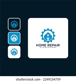 repair home with gear logo design