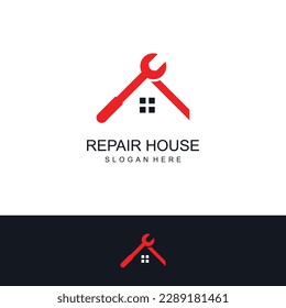 Reparar el diseño del logotipo de la casa ilusión del vector proyecto simple Vector Premium Parte 1
