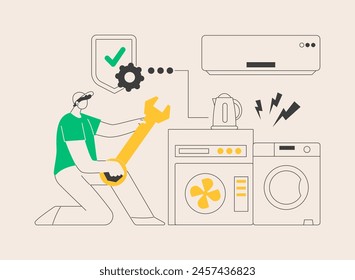 Repair of household appliances abstract concept vector illustration. Warranty services, household master maintenance, tips and guidelines, repair tools, how-to-fix video abstract metaphor.
