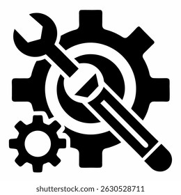 Repair icon black wrench vector on white background.