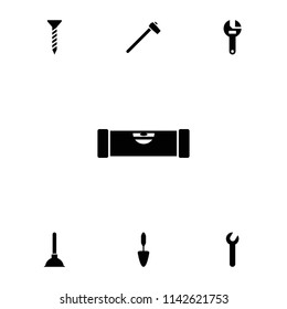 Repair icon. collection of 7 repair filled icons such as level ruler, screw, wrench, trowel, plunger. editable repair icons for web and mobile.