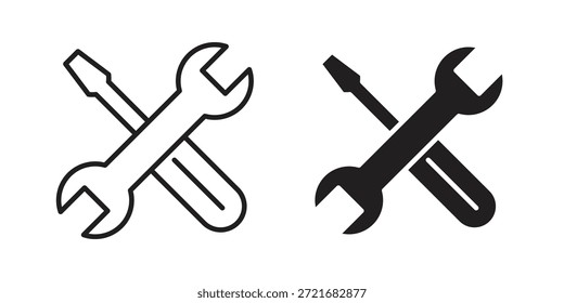 Reparieren Symbol flach und dünnen Strich Vektorpaket. Bearbeitbarer Symbolsatz