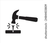 Repair icon. Hammer and nail icon