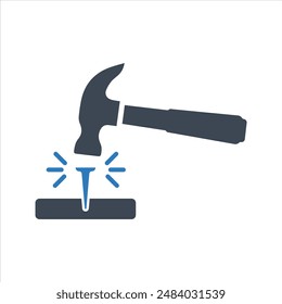 Repair icon. Hammer and nail icon