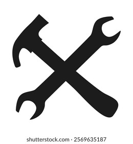 Repair icon. Hammer and wrench. Vector clipart.