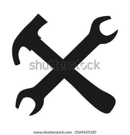 Repair icon. Hammer and wrench. Vector clipart.
