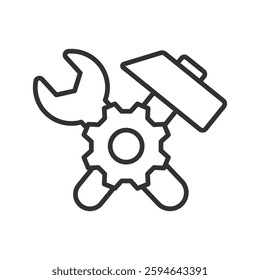 Repair, icon in line design. Repair, fix, maintenance, service, tools, restore, damage on white background vector. Repair, editable stroke icon