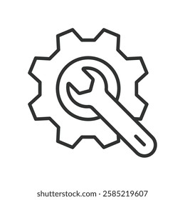 Repair icon in line design. Repair, maintenance, fix, restoration, service, tool, wrench on white background vector. Repair icon in line design editable stroke icon