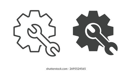 Icono de reparación. Icono de línea y glifo sólido