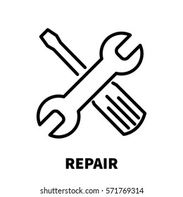Repair icon or logo in modern line style. High quality black outline pictogram for web site design and mobile apps. Vector illustration on a white background.