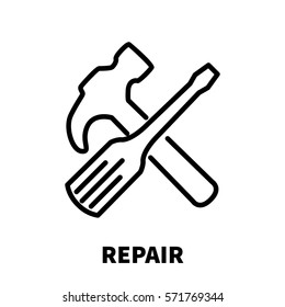 Repair icon or logo in modern line style. High quality black outline pictogram for web site design and mobile apps. Vector illustration on a white background.