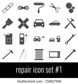 Repair. Icon set 1. Gray icons on white background.