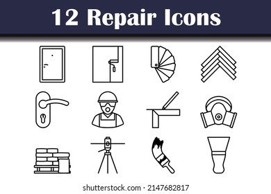 Repair Icon Set. Bold outline design with editable stroke width. Vector Illustration.