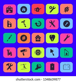 repair icon set with car repair, toolbox and wrench gear vector illustration