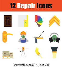 Repair icon set. Color flat design. Vector illustration.