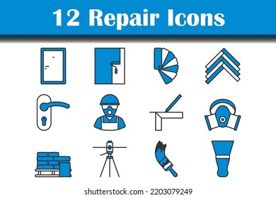 Repair Icon Set. Editable Bold Outline With Color Fill Design. Vector Illustration.
