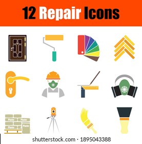 Reparar conjunto de iconos. Diseño plano. Ilustración vectorial totalmente editable. Texto expandido.