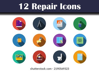 Reparar conjunto de iconos. Diseño Plano Con Sombra Larga. Ilustración vectorial.