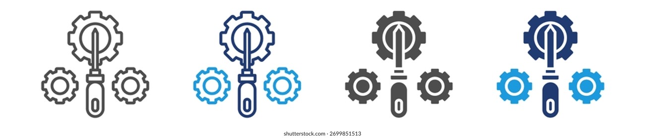 Conjunto de iconos de reparación de varios estilos