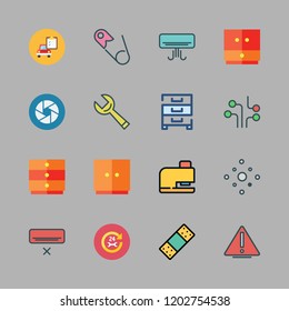 repair icon set. vector set about wrench, band aid, air conditioner and hail icons set.