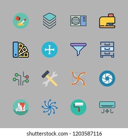 repair icon set. vector set about air conditioner, wrench, drilling and circuit icons set.