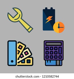 repair icon set. vector set about battery, wrench, point of service and home repair icons set.