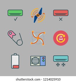 repair icon set. vector set about car repair, airscrew, air conditioner and battery icons set.