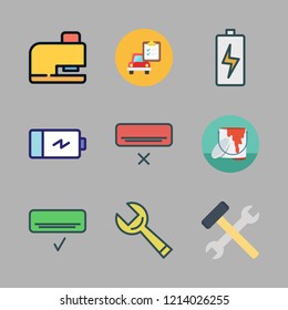 repair icon set. vector set about car repair, air conditioner, paint bucket and tools icons set.