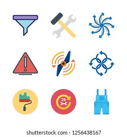 repair icon set. vector set about tools, paint roller, airscrew and car repair icons set.