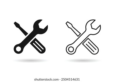 Repair icon set. Wrench and screwdriver icon. Settings symbol vector Illustration