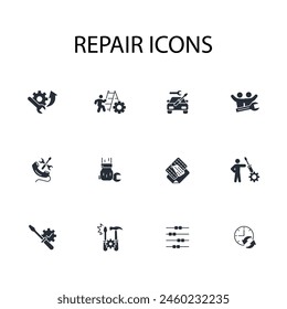 Repair icon set.vector.Editable stroke.linear style sign for use web design,logo.Symbol illustration.