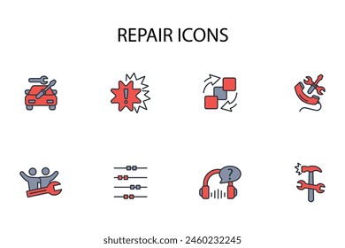 Repair icon set.vector.Editable stroke.linear style sign for use web design,logo.Symbol illustration.