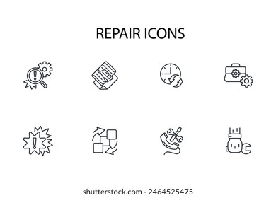 Repair icon set.vector.Editable stroke.linear style sign for use web design,logo.Symbol illustration.