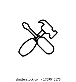 Repair icon symbol vector on white background. editable
