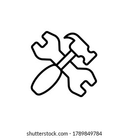 Repair icon symbol vector on white background. editable