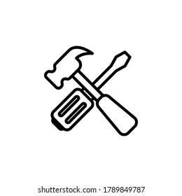 Repair icon symbol vector on white background. editable
