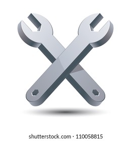 Repair icon with two wrenches, vector.