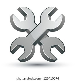 Repair icon with two wrenches, vector.