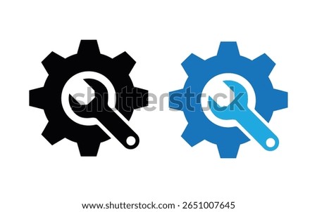 Repair icon vector. Gear with wrench icon isolated on white background