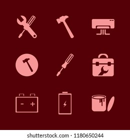 repair icon. repair vector icons set air conditioner, car battery, screwdriver and wrench screwdriver