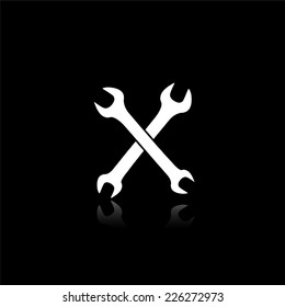 Repair icon - vector illustration with reflection isolated on black
